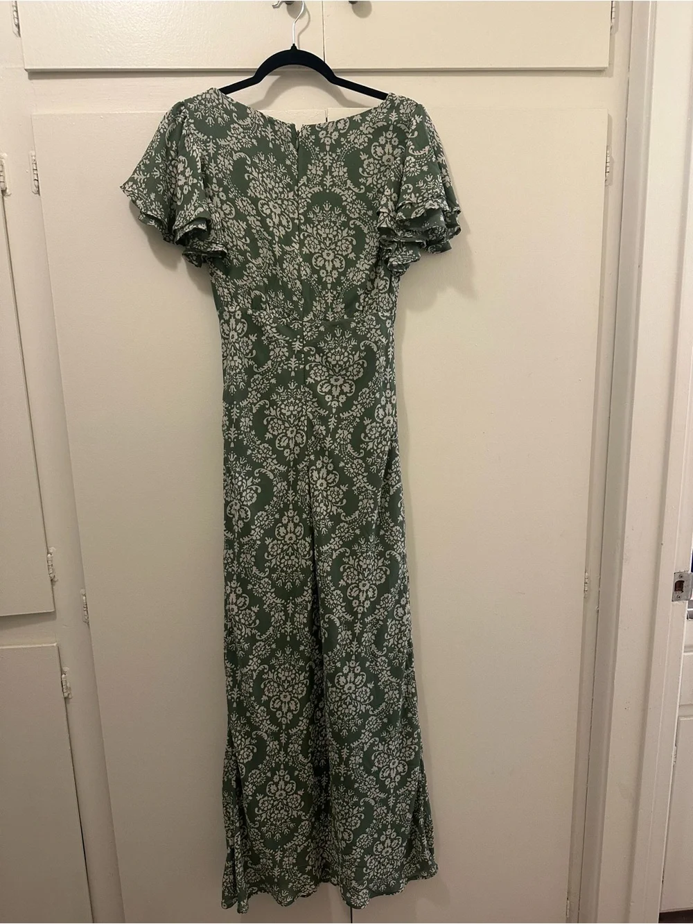 Abercrombie & Fitch Olive Green and White Floral Midi Dress